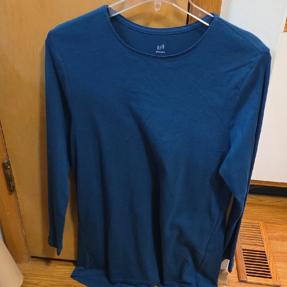 J. Jill Teal Long Sleeve Women's XL Blue Perfect Pima Tunic Tee